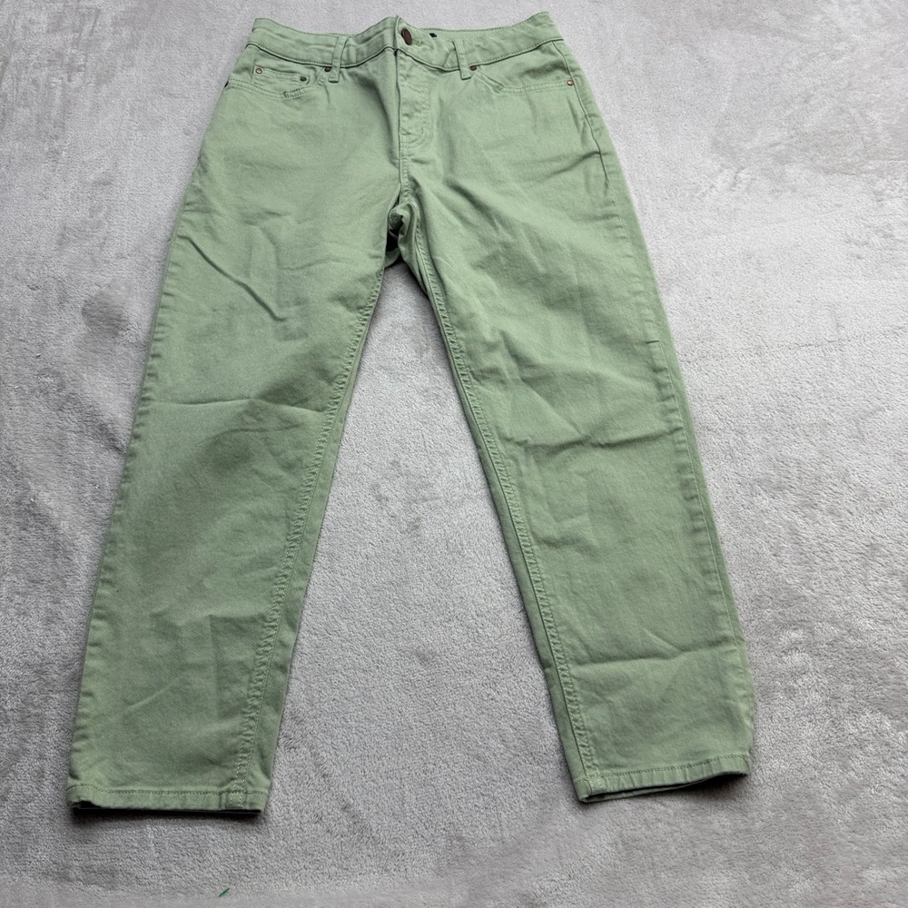 Boden Slim Straight Jeans Womens 8 Pet Green Stretch Denim Ankle Coastal Grandma